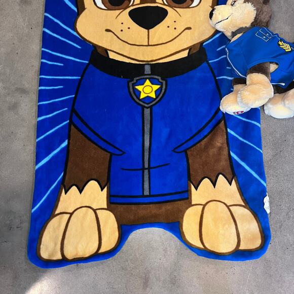 Build a bear Paw Patrol Chase stuffed dog blue toddler blanket sleep sack bundle - Picture 3 of 7